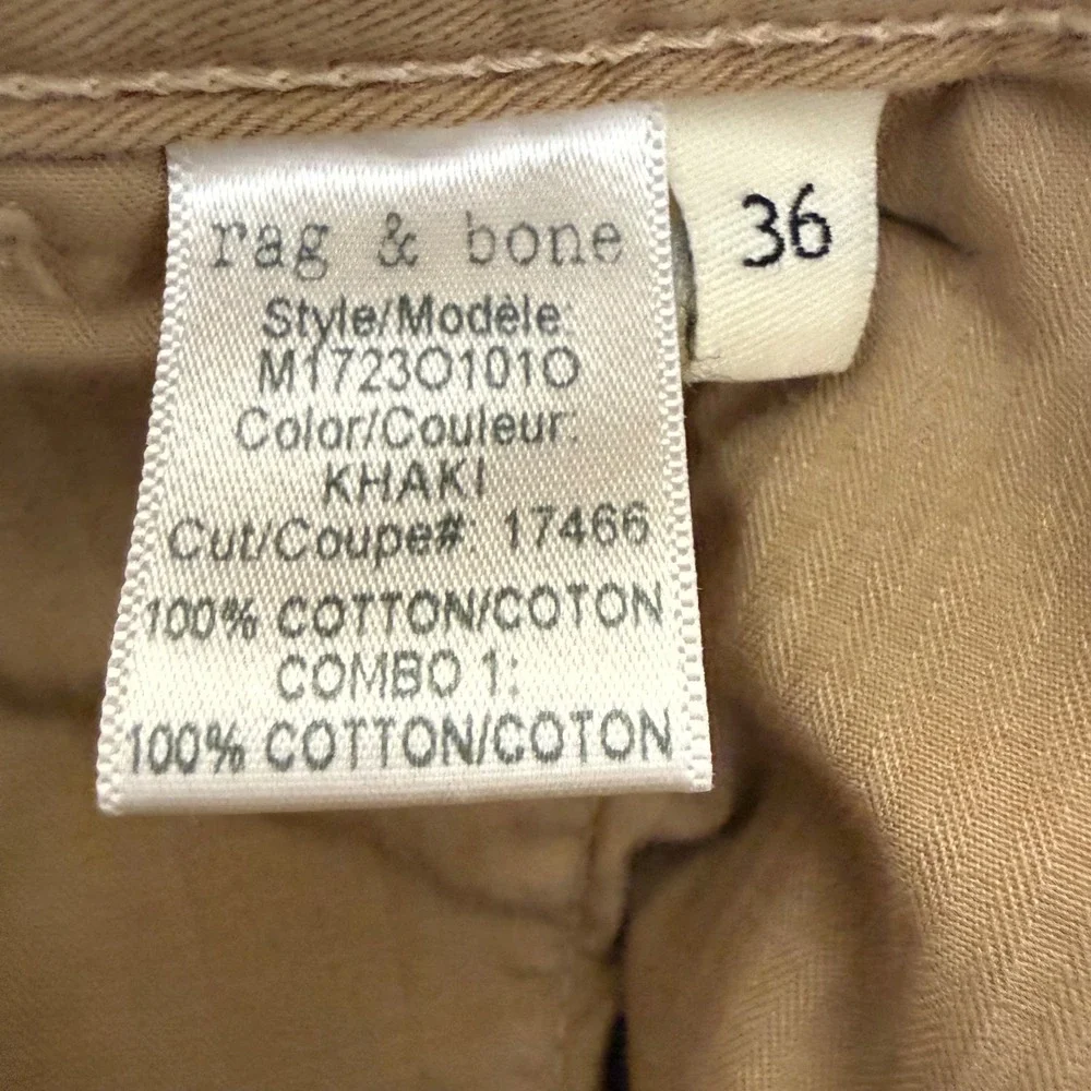 Rag & Bone Pants Mens 36x28 Beige Cotton Chino Straight‎ Leg Casual Everyday